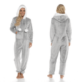 Women's Ultra-Soft Shimmer Fleece Hooded Onesie Pajama with Zip-Up Pockets and Cute Pompoms Warm Nightwear Ideal for Winter Comfort Daisy Dreamer