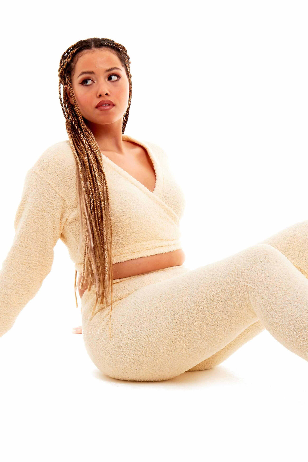 Women's Ultra Soft Teddy Fleece Loungewear Set Long Sleeve Wrap Top and Stretch Fit Pants Ideal for Relaxing and Sleeping Daisy Dreamer