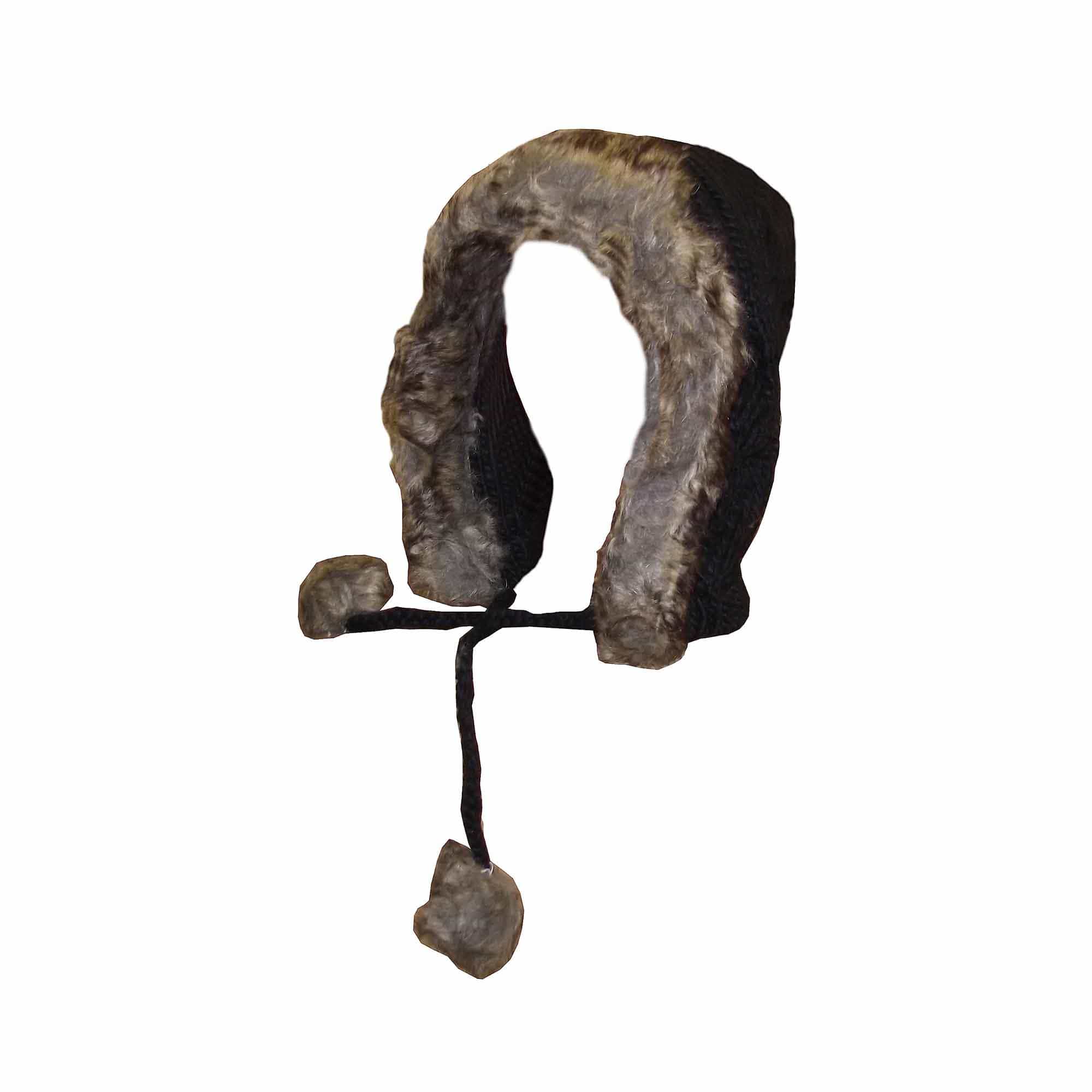 Women's Winter Chunky Knit Hood Hat with Faux Fur Trim and Pom Poms Warm Acrylic One Size Fits All in Cream Beige and Black