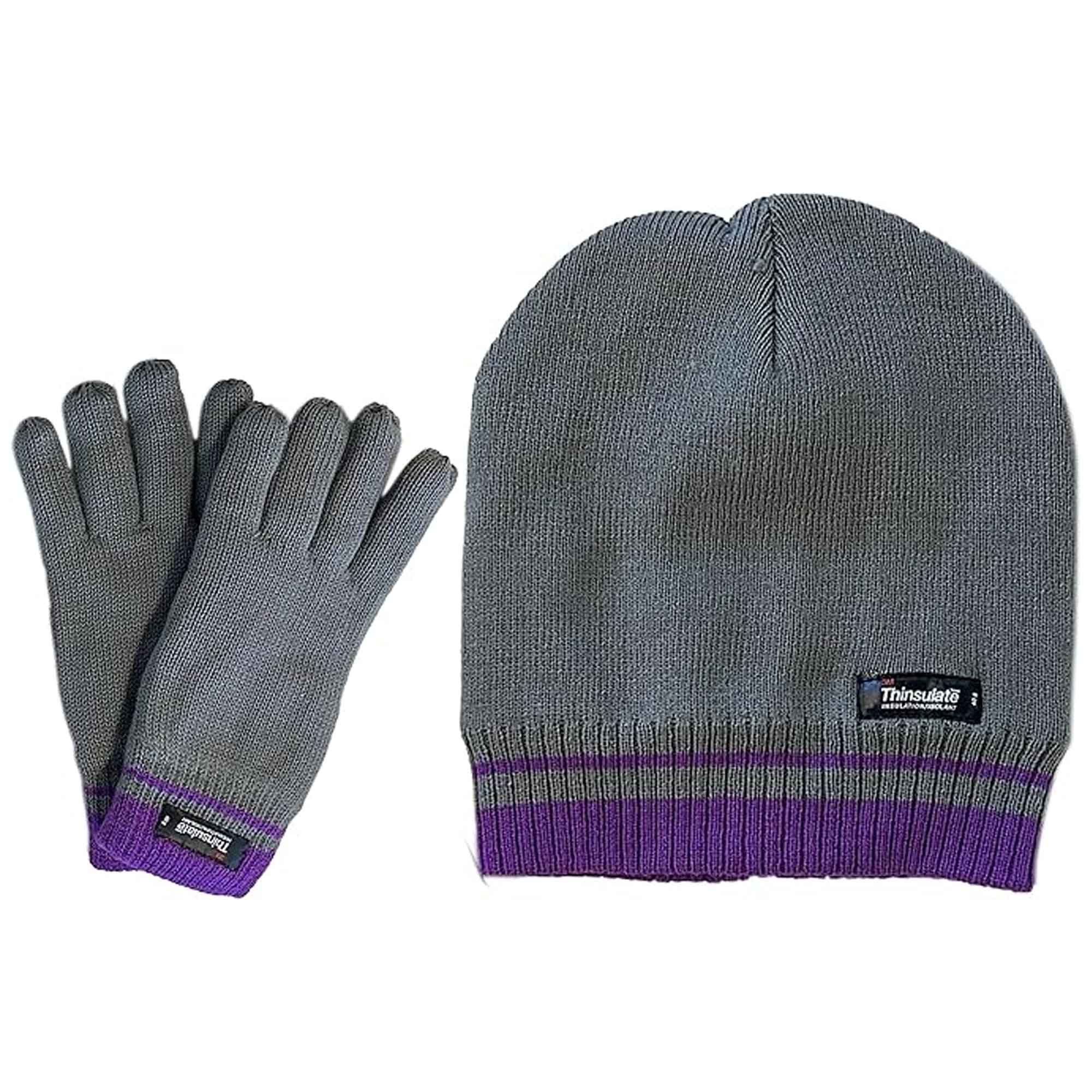 Women's Winter Hat and Gloves Set with 3M Thinsulate Insulation and Stylish Stripe Design in Multiple Colors for Warmth and Comfort