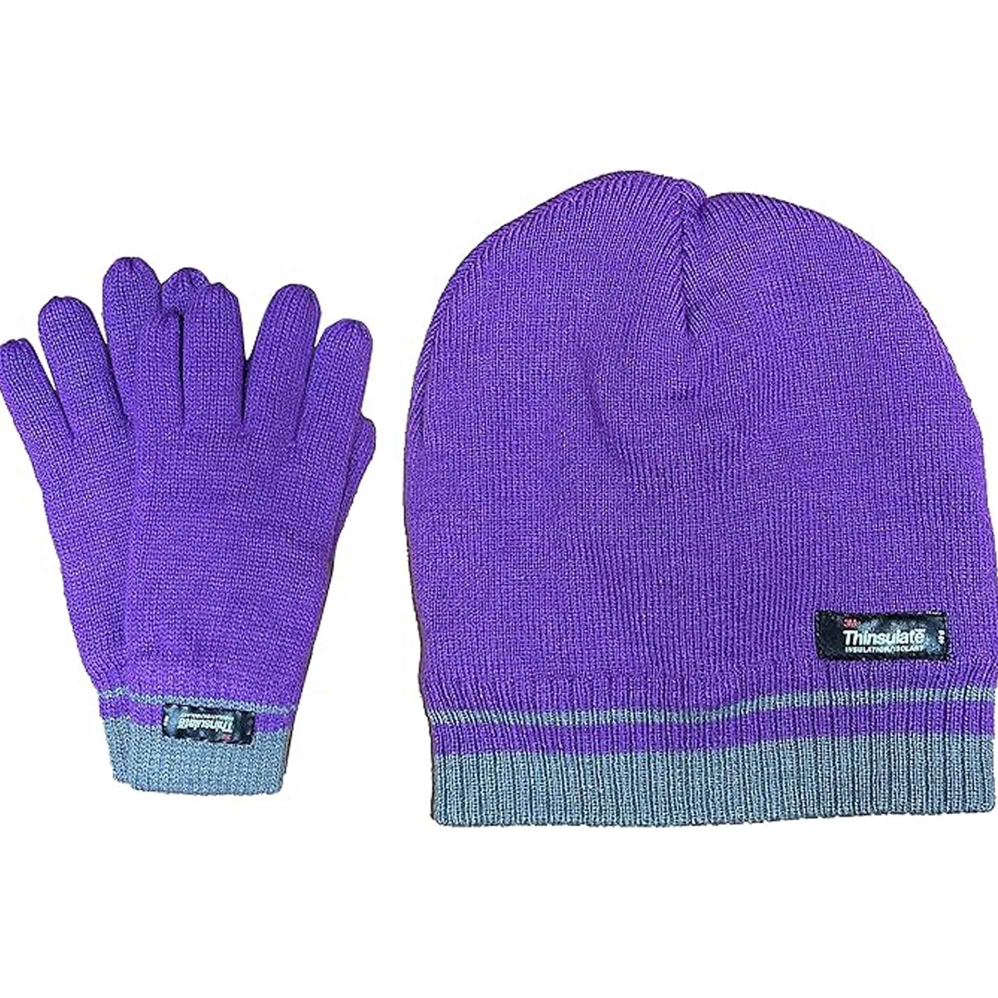 Women's Winter Hat and Gloves Set with 3M Thinsulate Insulation and Stylish Stripe Design in Multiple Colors for Warmth and Comfort