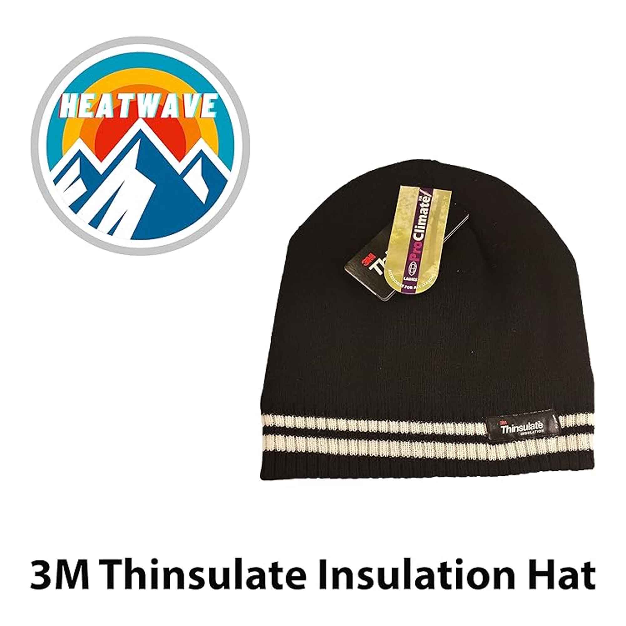 Women's Winter Thermal Beanie Hat with Striped Design and 3M Thinsulate Insulation Warm Acrylic Knit Cap for Cold Weather Fashion Black Red Navy Purple