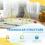Kids gymnastic bar with triangular stable frame and light blue foldable horizontal bars