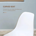 White dining chair backrest with curved seat and smooth shell design
