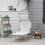 Light grey adjustable sun lounger chair with cushioned seat and recline backrest