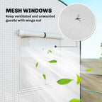 White mini greenhouse with mesh windows for ventilation