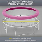 Pink trampoline spring cover pad shown on a frame with diameter 8ft/244cm