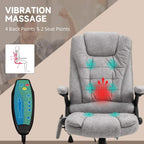 Grey massage recliner chair showing blue massage points on back and seat