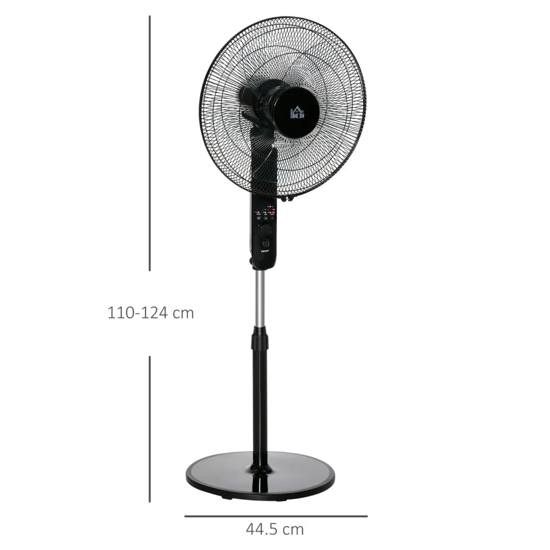 18" Pedestal Fan, Oscillating Standing Fan with Remote Control, Floor Fan with Adjustable Height, 3 Speed, 7.5-Hour Timer, Black
