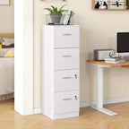 White wood-effect filing cabinet with four drawers and two lockable bottom drawers
