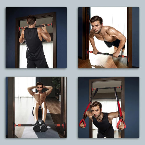 Doorway pull-up bar for performing pull-ups and supported hanging exercises