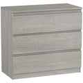 Chest of Three Drawers - Grey Wood Effect - Bobobiy
