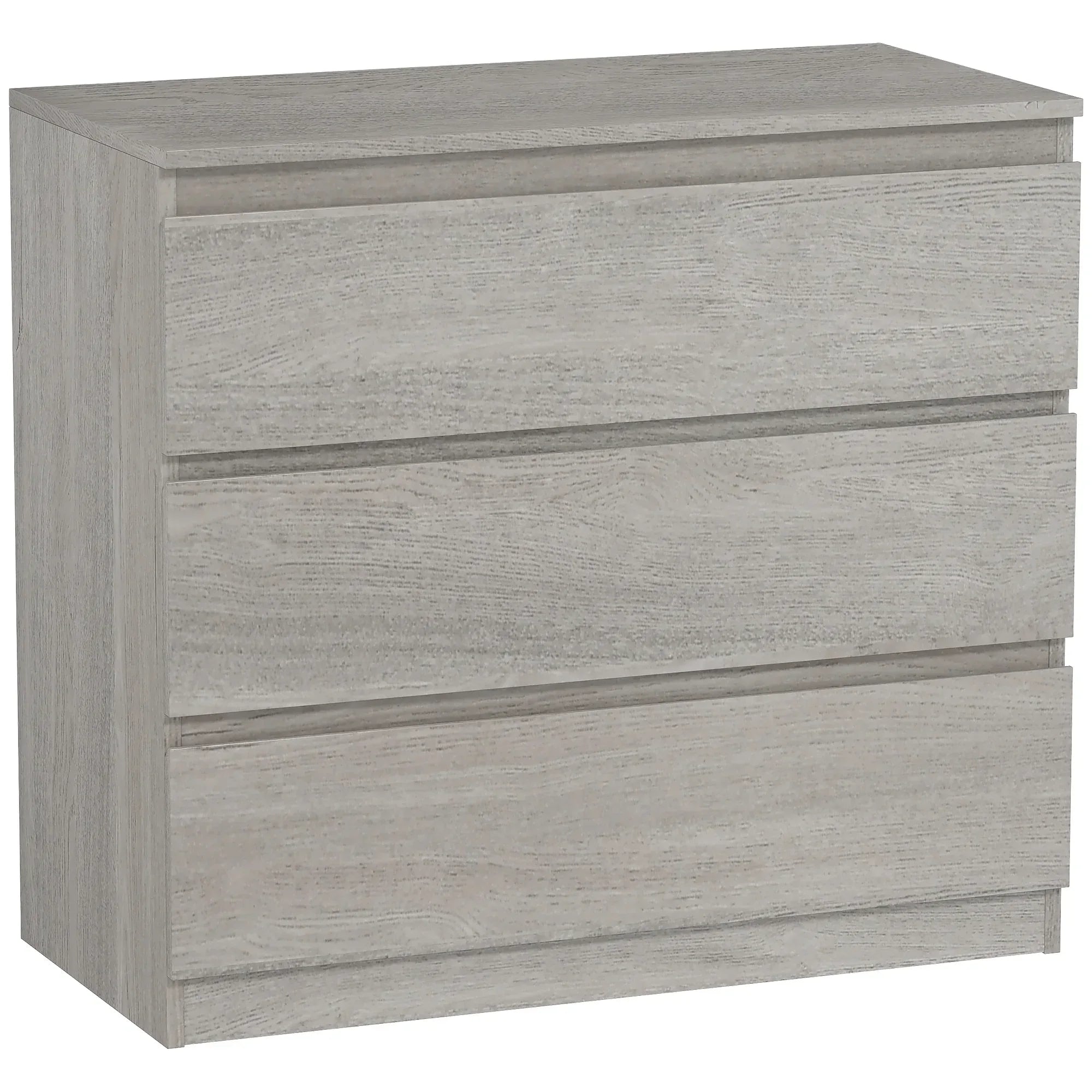 Chest of Three Drawers - Grey Wood Effect - Bobobiy