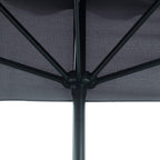 Grey half-parasol umbrella canopy with vented fabric and central frame pole
