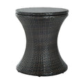 PE Rattan Ice Bucket Table, Height Adjustable Liftable Outdoor Drinks Cooler, 52 cm Round Garden Beer Cocktail Table with Lid for Bar, Patio, Terrace, Brown - Bobobiy