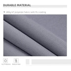 Grey polyester awning fabric with PU coating, textured weave close-up