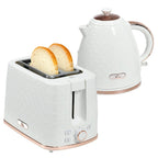 Cream electric kettle and 2-slice toaster set with toast slices