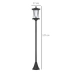 Black solar lamp post light with lantern head, 127 cm tall (17 cm wide)