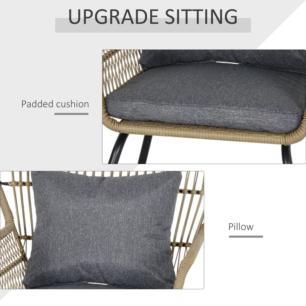 3 Pieces Rattan Bistro Set, Wicker Garden Furniture Set with Cushions, Glass Top Coffee Table and Chairs for Outdoor, Patio, Balcony, Brown - Bobobiy