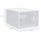 Clear plastic shoe storage box with dimensions, open front magnetic door