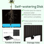 Brown self-watering planter box set of 4 with drainage features illustration