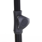 Dark gray tilt joint on metal parasol pole with round knob connector