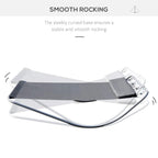 Grey double rocking hammock-style lounger with curved base and headrest cushions