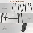 Black steel bar stool legs with footrest bar and non-skid floor pads