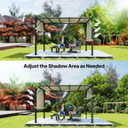Cream white pergola replacement top canopy cover, adjustable shade for outdoor seating.