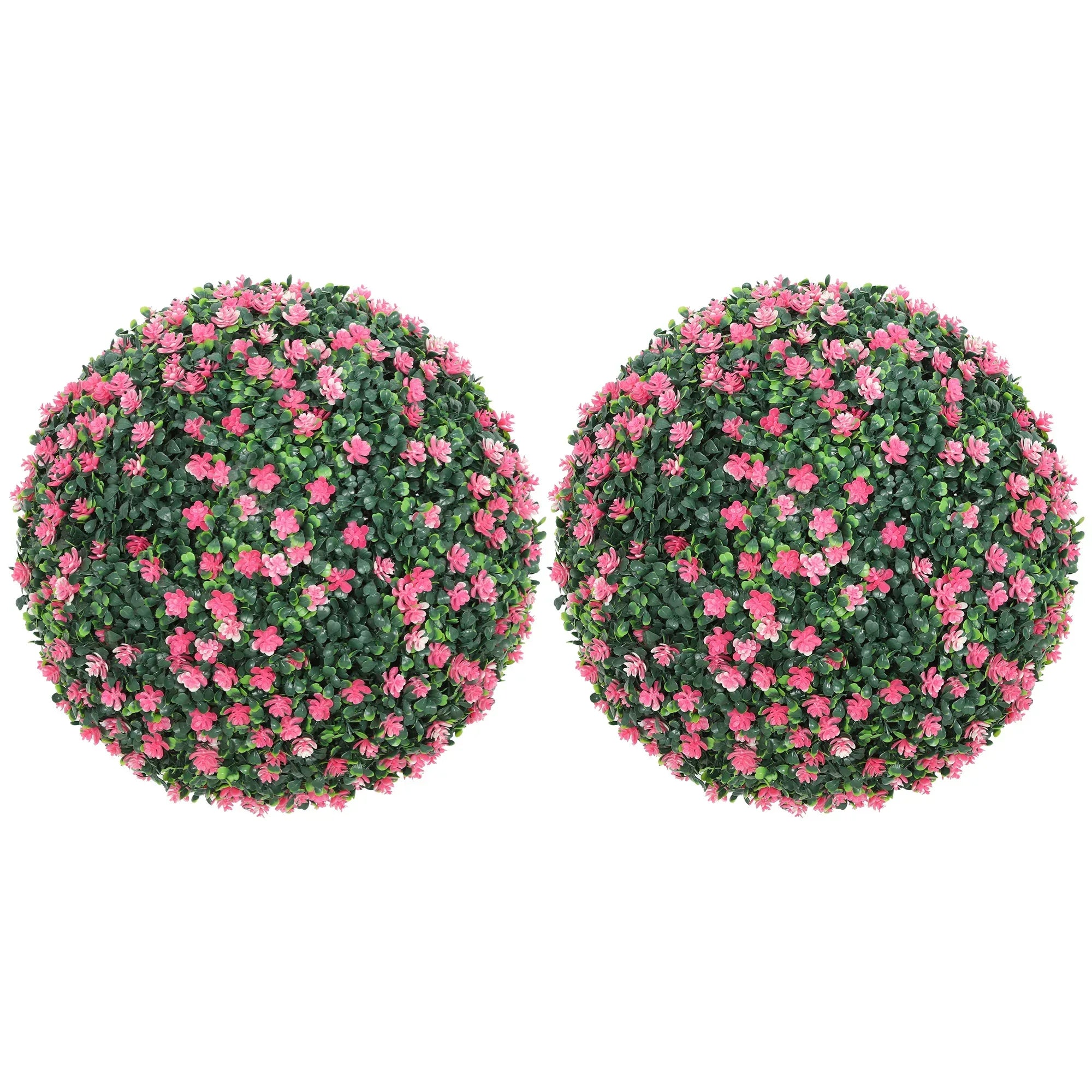 Set of Two Artificial Boxwood Balls Plants - Pink - Bobobiy
