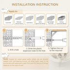 Installation guide for a wall-mounted cat perch shelf with mounting hardware diagrams