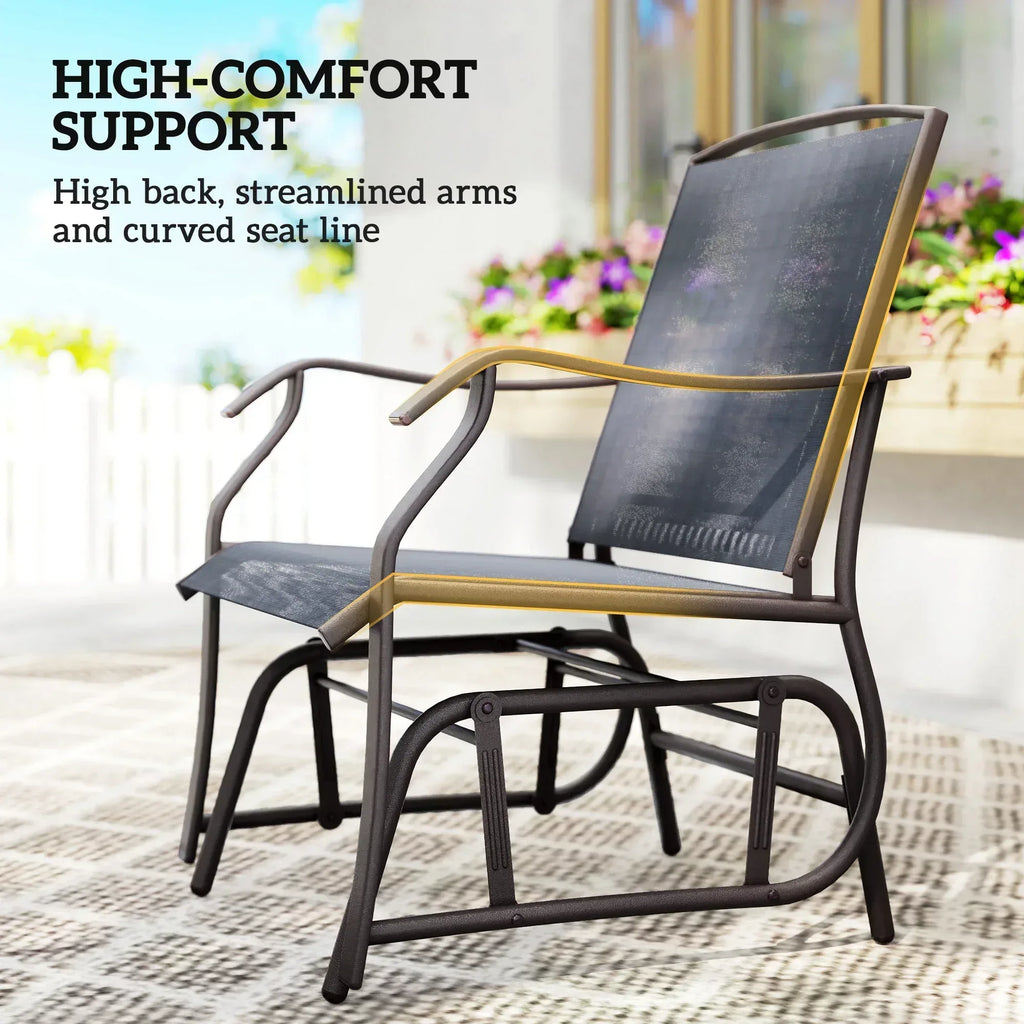 Glider Rocking Chair & Table Set 2 Single Seaters Rocker Garden Swing Chair Patio Furniture Bistro Set Grey - Bobobiy