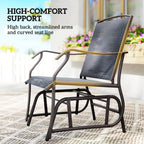 Grey textilene rocking chair with a high back and curved armrests