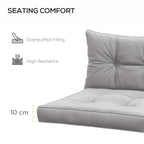 Light grey seat cushion with tufted back pillow, overstuffed padding, 10 cm thickness