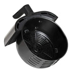 Black air fryer basket insert with removable drawer and circular fan grille