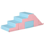 2-piece foam toddler climber set with pink and blue step slide ramp