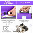 Purple pet hair dryer control panel with two-step temperature and speed adjustment