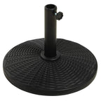 Black rattan-pattern parasol base with central pole sleeve and side tightening knob