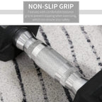 Textured non-slip grip on chrome handle with black hex rubber ends