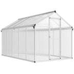 10x6 ft walk-in greenhouse with clear polycarbonate panels and hinged double door