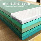 Mixed green foldable EPE foam workout mat with visible layered thickness