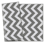 Reversible outdoor rug mat, light grey and white zigzag chevron design