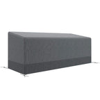 Grey rectangular 3-seater patio sofa cover, fitted waterproof fabric with tie straps