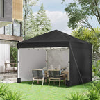 Black 3x3 pop up gazebo with 3 sidewalls, open interior for outdoor events
