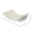 Curved wall-mounted cat perch shelf, white base, 41 x 28 x 21 cm with cushion