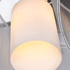 Cream glass shade with silver metal frame for a semi-flush ceiling light