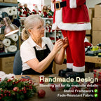 Santa figurine lower half in red pants with white trim and black buckle belt