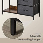 Bottom frame of black storage cabinet with non-marking foot pad on legs