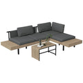 Three-Piece 'L' Garden Sofa Set - Grey - Bobobiy