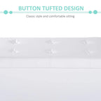 Cream white tufted faux leather ottoman bench top with buttoned upholstery